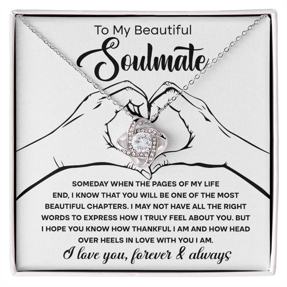 To My Beautiful Soulmate "Head Over Heels In Love With You" Love Knot Necklace