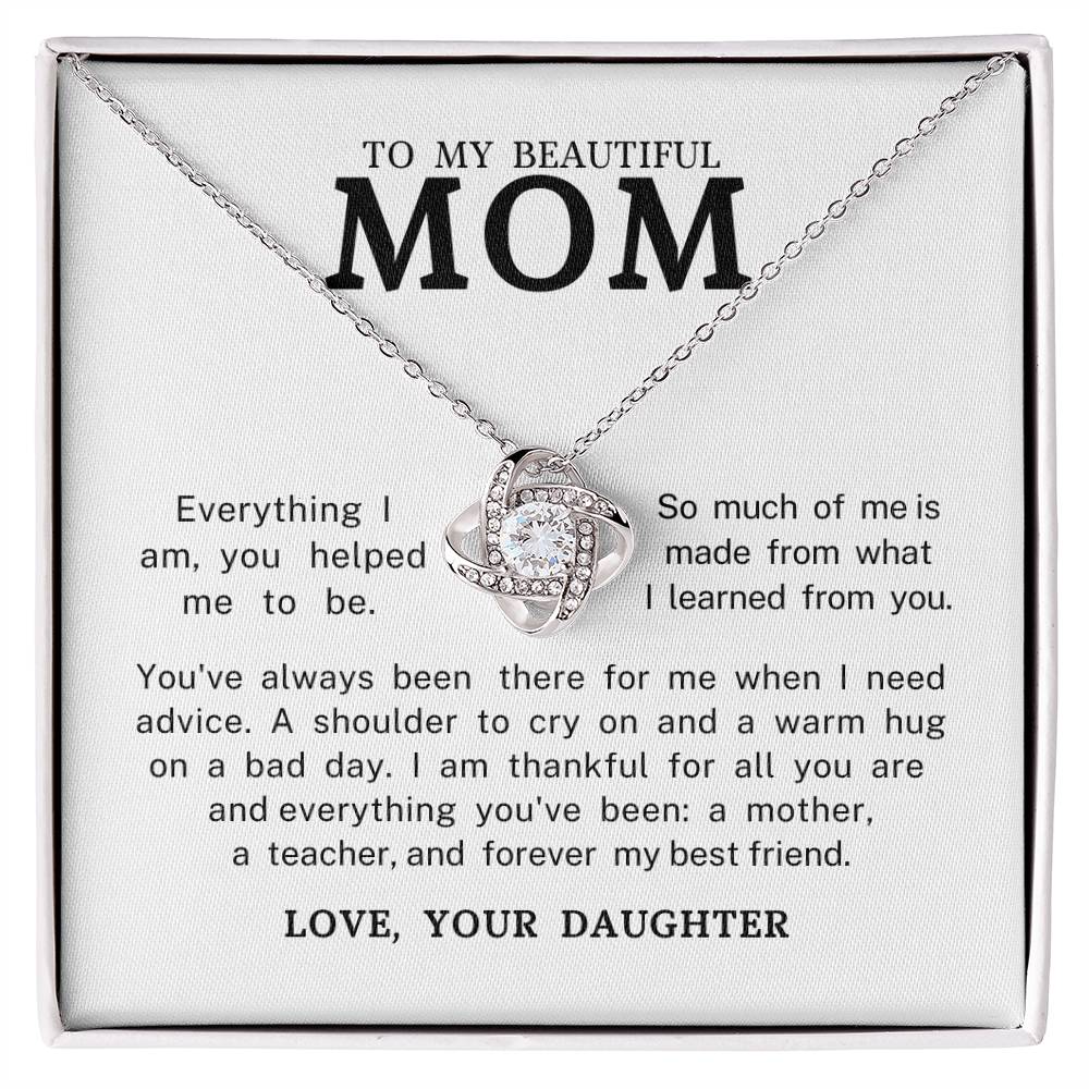 To My Beautiful Mom "Forever My Best Friend" Love Knot Necklace