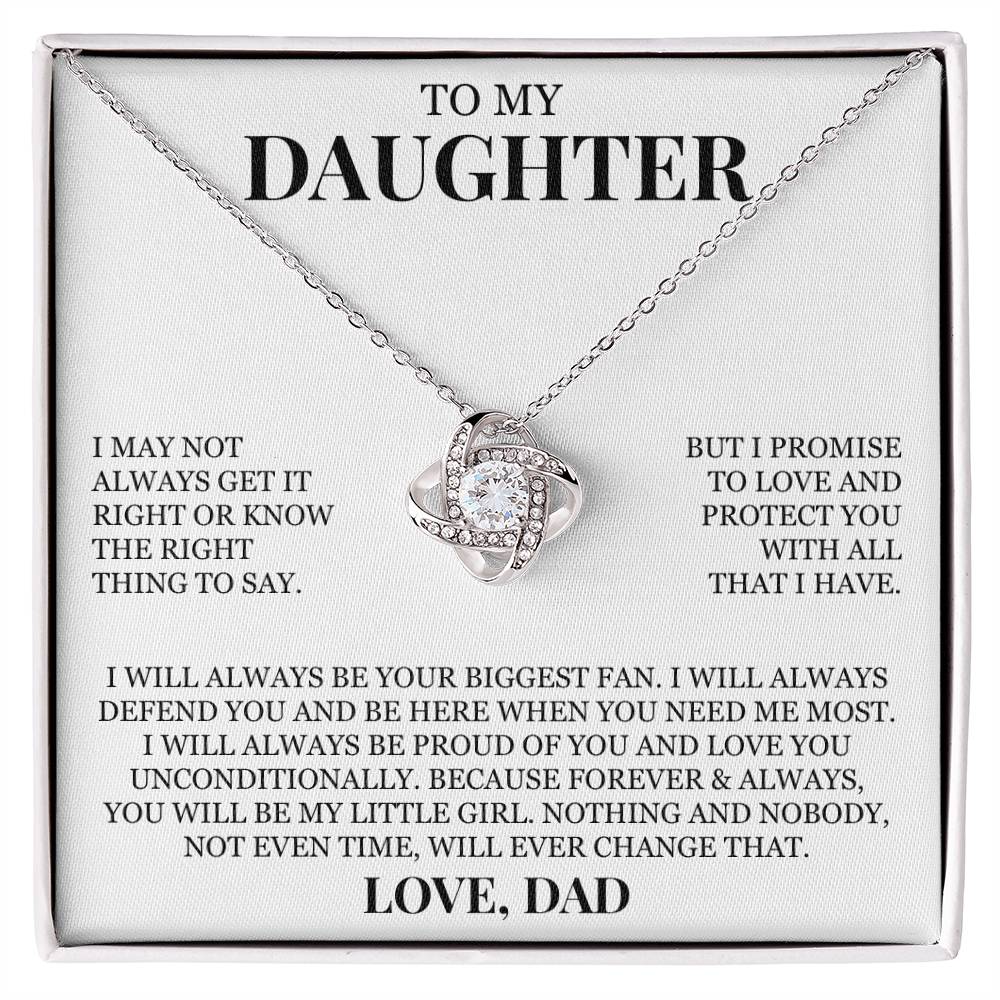 To My Daughter "I Promise To Love and Protect You" Love Knot Necklace