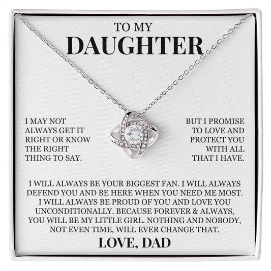 To My Daughter "I Promise To Love and Protect You" Love Knot Necklace