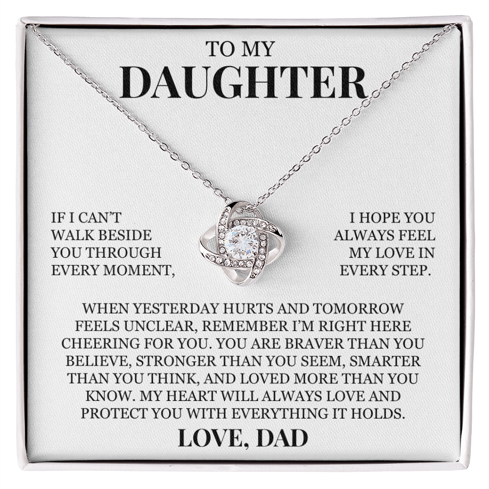 To My Daughter "Feel My Love In Every Step" Love Knot Necklace