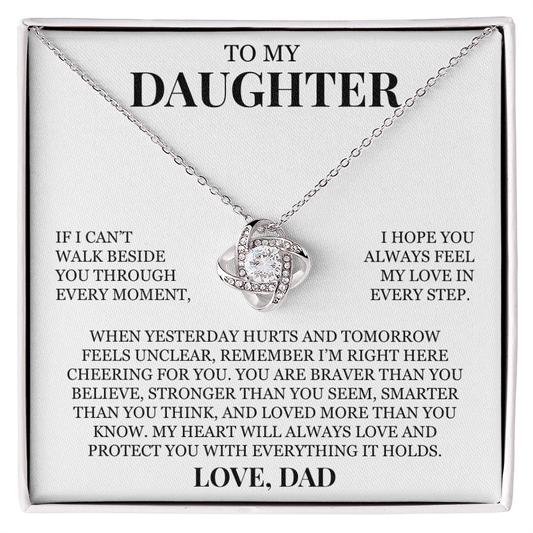 To My Daughter "Feel My Love In Every Step" Love Knot Necklace