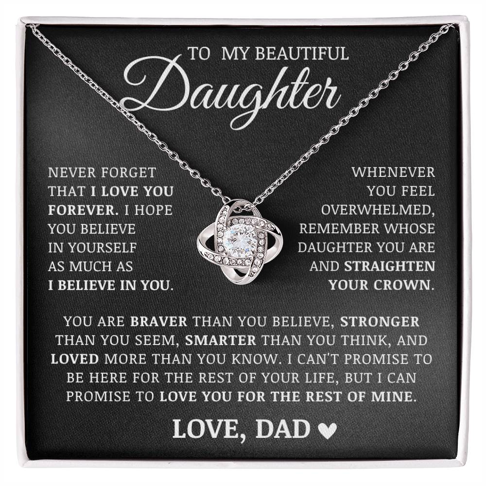 To My Beautiful Daughter "Believe In Yourself" Love Knot Necklace