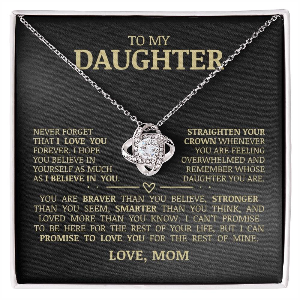 To My Daughter "Believe In Yourself" Love Knot Necklace