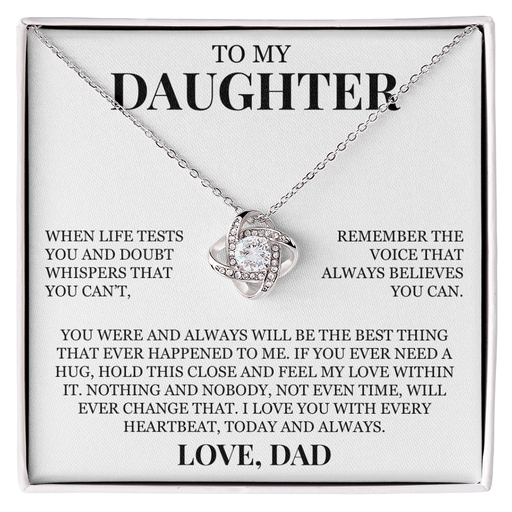 To My Daughter "I Love You With Every Heartbeat" Love Knot Necklace