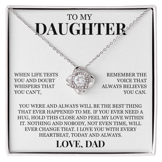 To My Daughter "I Love You With Every Heartbeat" Love Knot Necklace