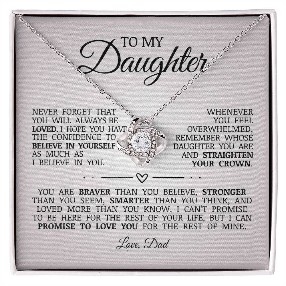 To My Daughter "You Will Always Be Loved" Love Knot Necklace