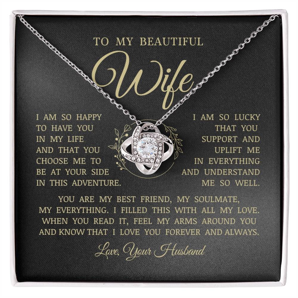 To My Beautiful Wife, Love Knot Necklace
