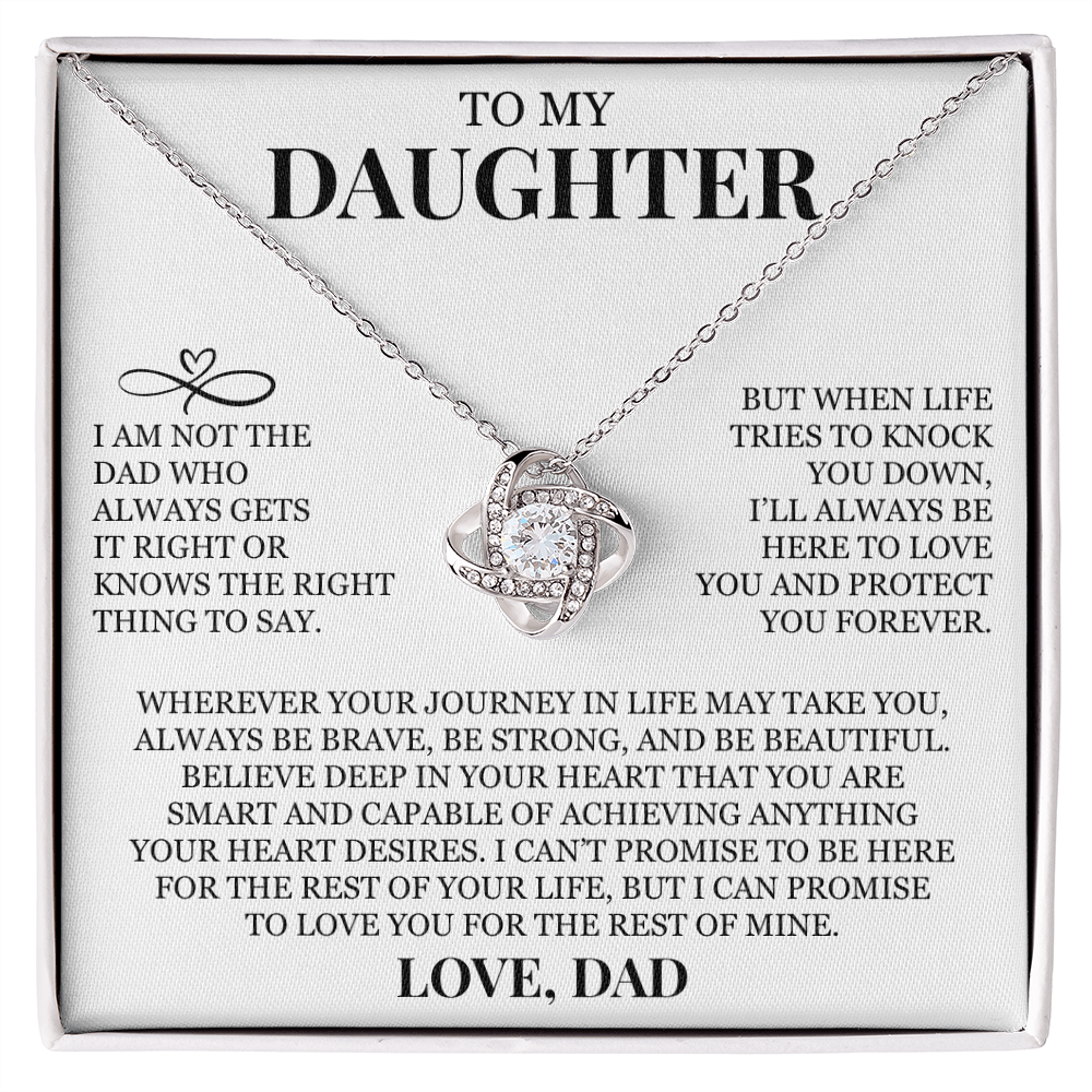 To My Daughter "I'll Always Be Here to Love You and Protect You Forever" Love Knot Necklace
