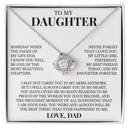 To My Daughter "Never Forget That I Love You" Love Knot Necklace