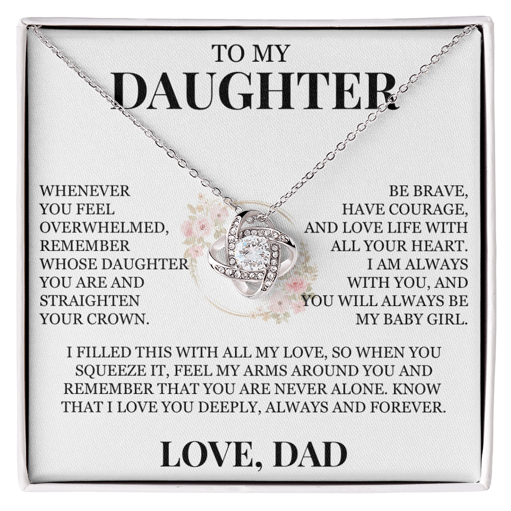 To My Daughter "You Are Never Alone" Love Knot Necklace