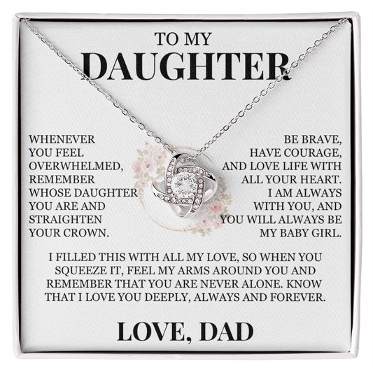 To My Daughter "You Are Never Alone" Love Knot Necklace