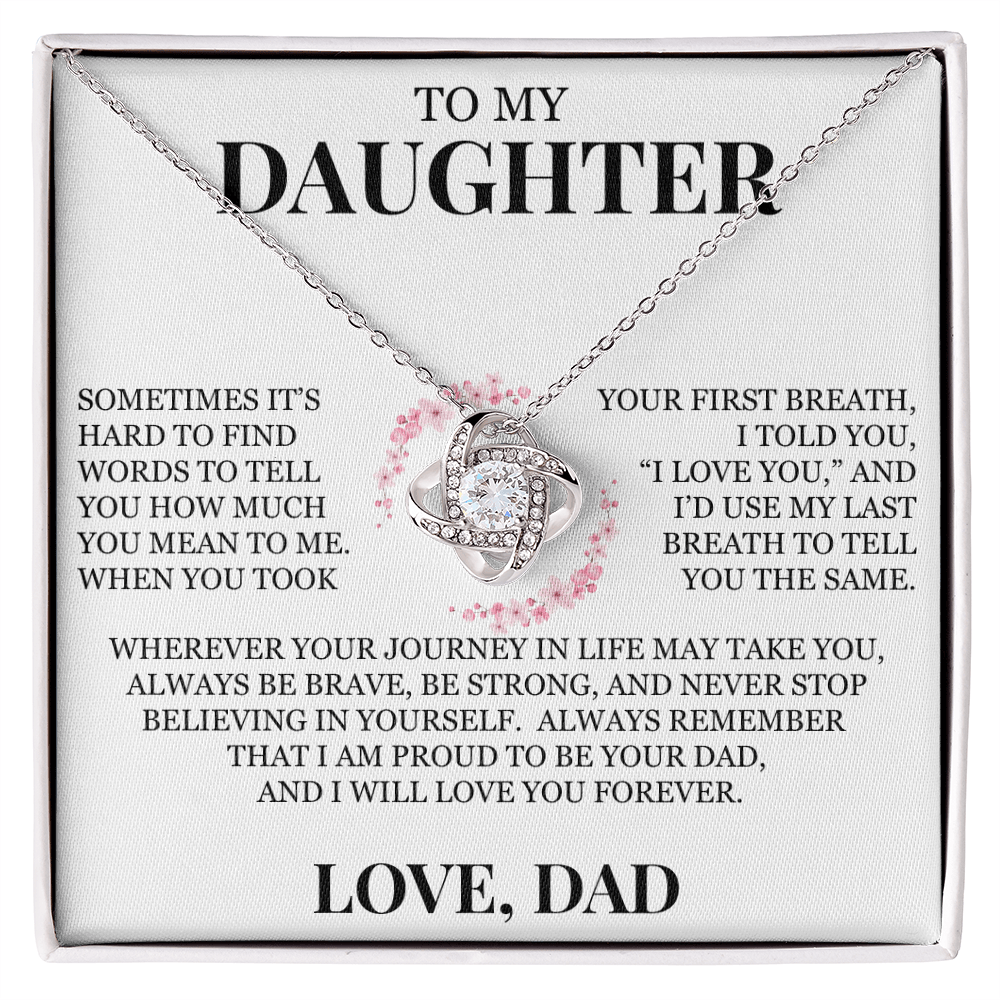 To My Daughter "Never Stop Believing in Yourself" Love Knot Necklace