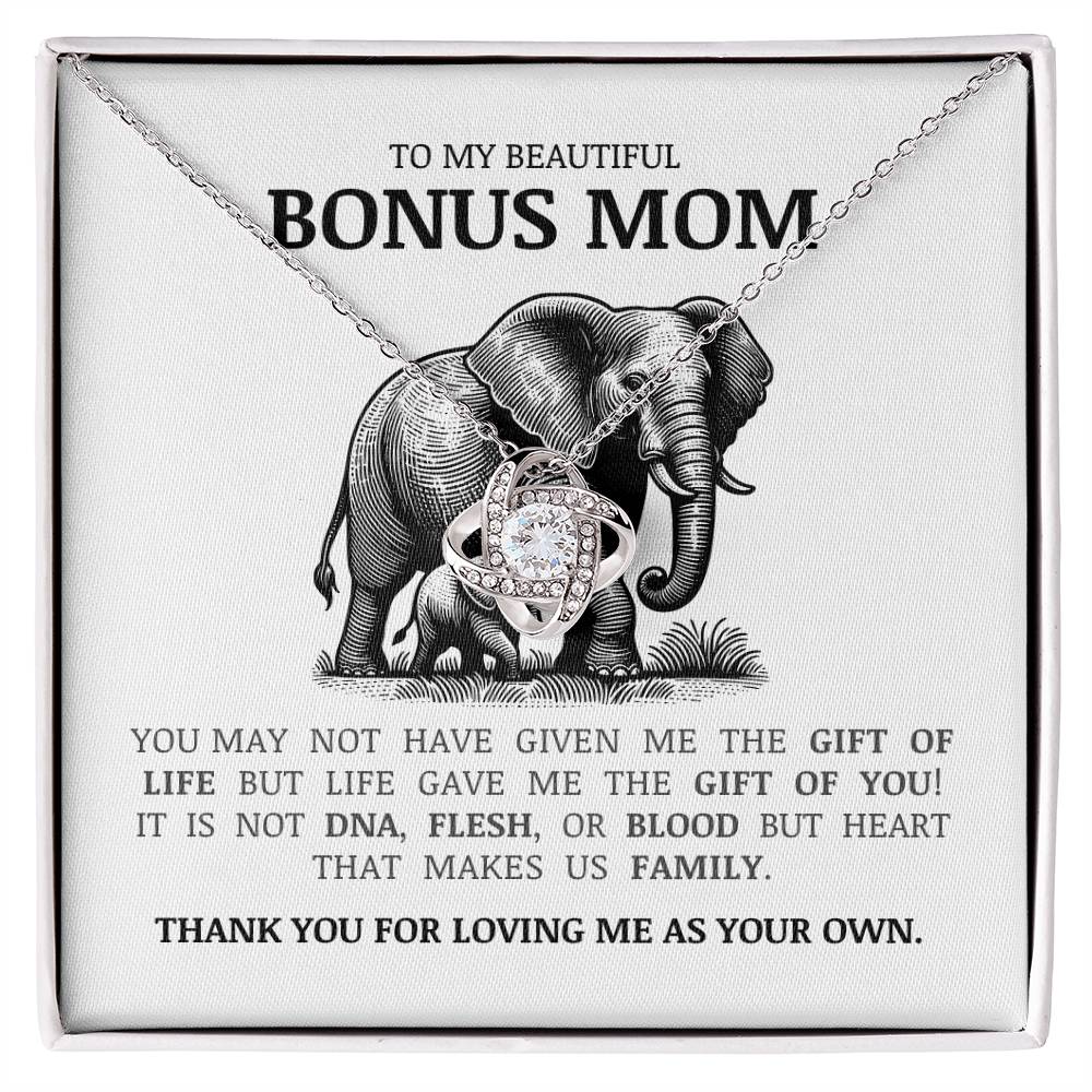 To My Bonus Mom "Thank You For Loving Me As Your Own" Love Knot Necklace