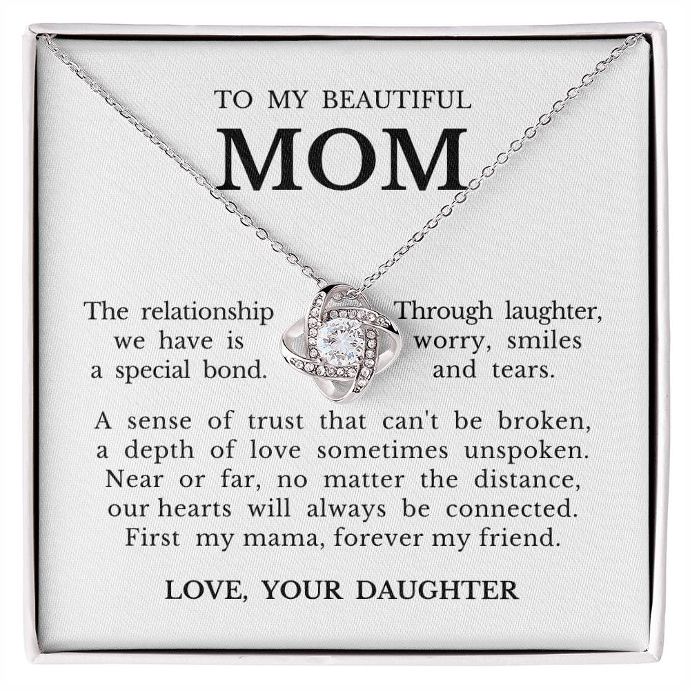 To My Beautiful Mom "Forever My Friend" Love Knot Necklace