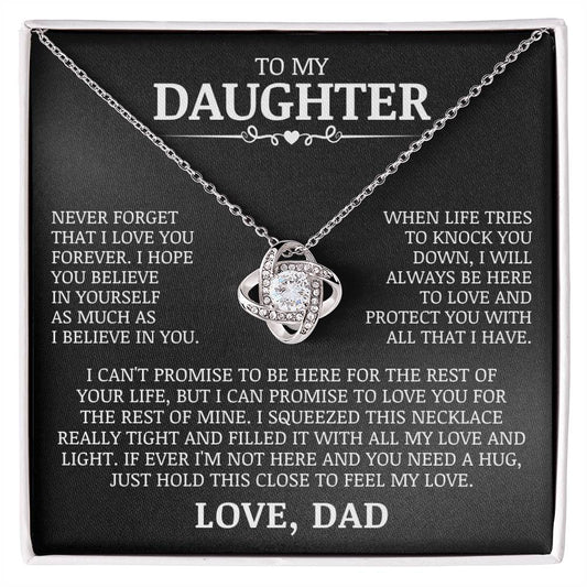 To My Daughter "Never Forget That I Love You" Love Knot Necklace