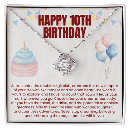 Love Knot Necklace - Happy 10th Birthday