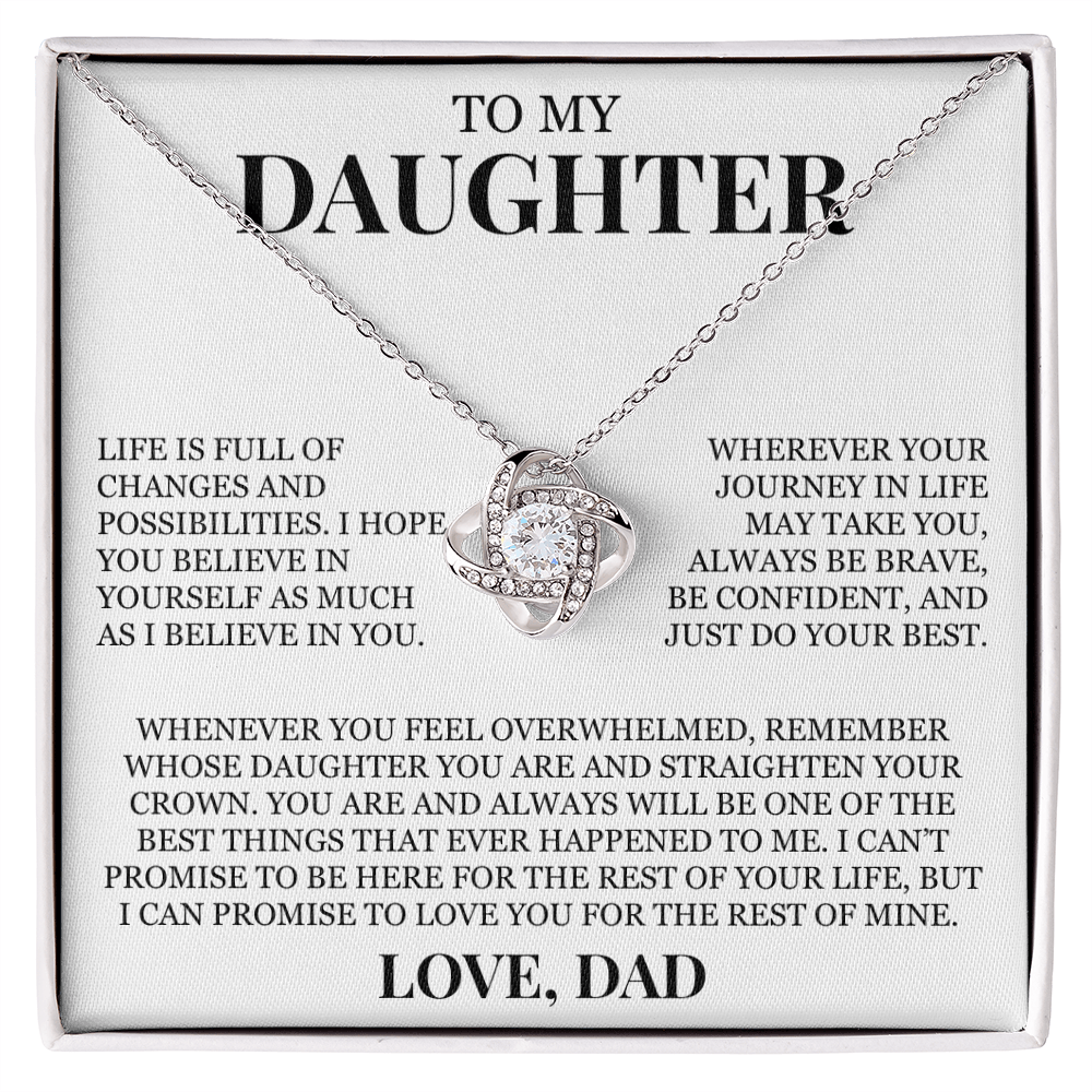 To My Daughter "I Believe In You" Love Knot Necklace