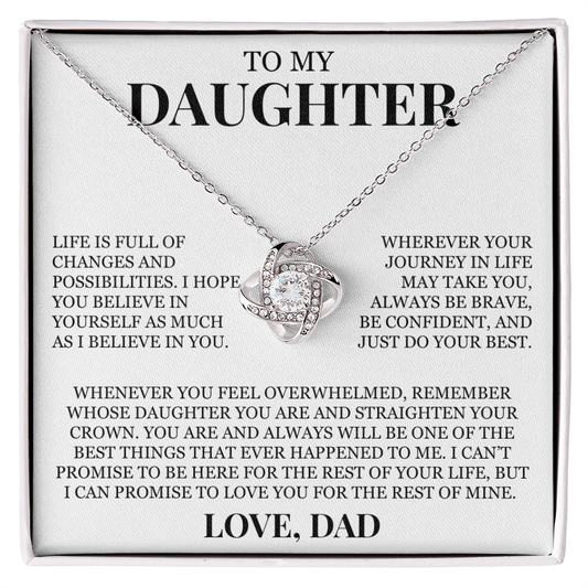 To My Daughter "I Believe In You" Love Knot Necklace