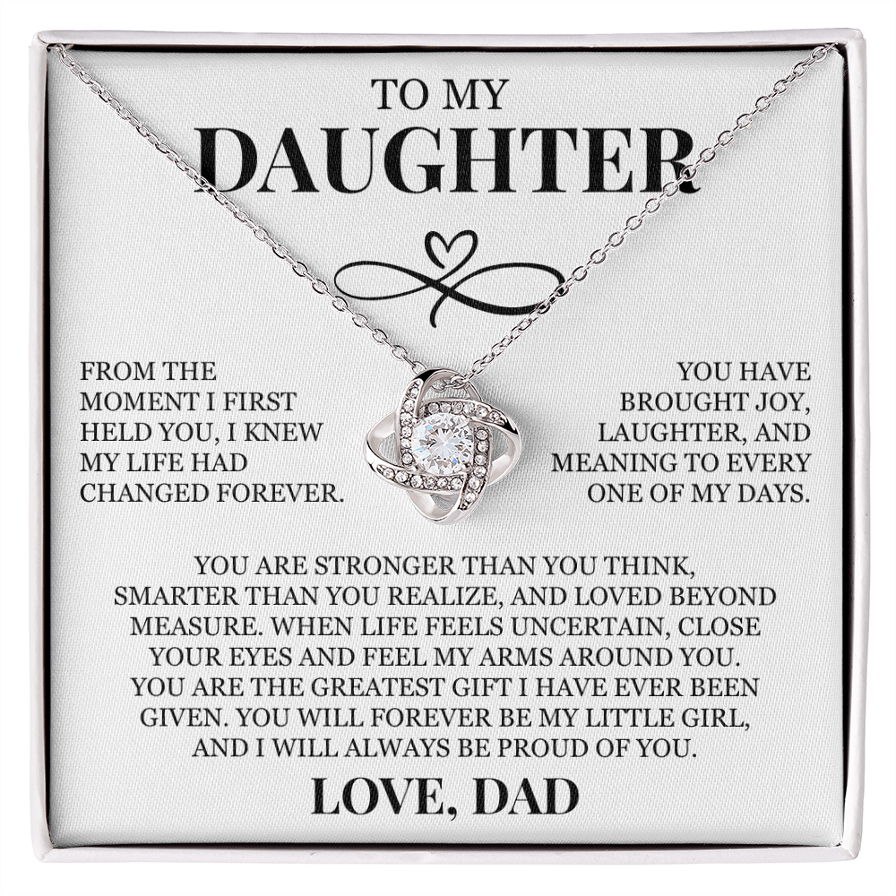 To My Daughter "I Will Always Be Proud of You" Love Knot Necklace