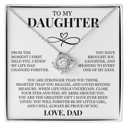 To My Daughter "I Will Always Be Proud of You" Love Knot Necklace