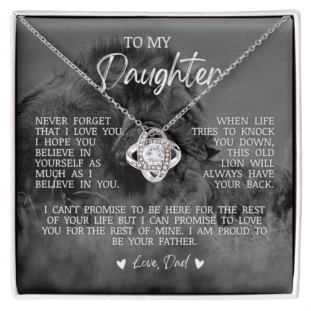 To My Daughter "Believe In Yourself" Love Knot Necklace