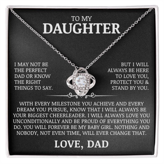 To My Daughter "I Will Always Love You" Love Knot Necklace
