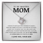 To My Beautiful Mom, Love Knot Necklace
