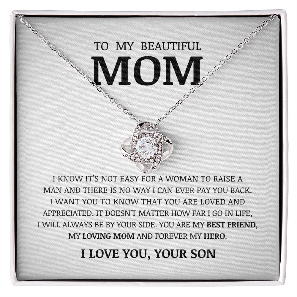 To My Beautiful Mom, Love Knot Necklace