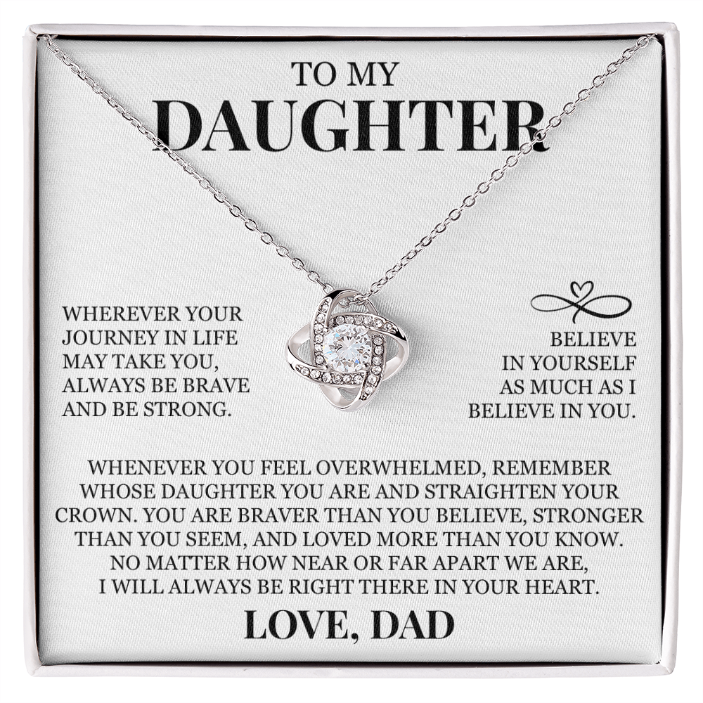 To My Daughter "I Believe In You" Love Knot Necklace