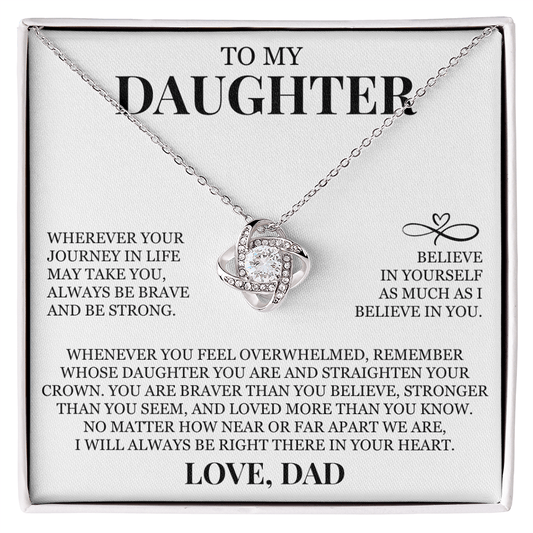To My Daughter "I Believe In You" Love Knot Necklace