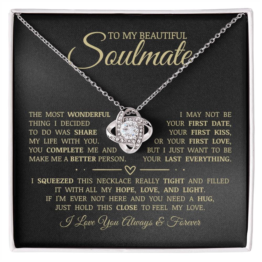 To My Beautiful Soulmate "You Complete Me" Love Knot Necklace