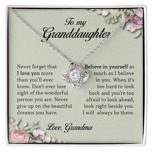 To My Granddaughter, Love Knot Necklace