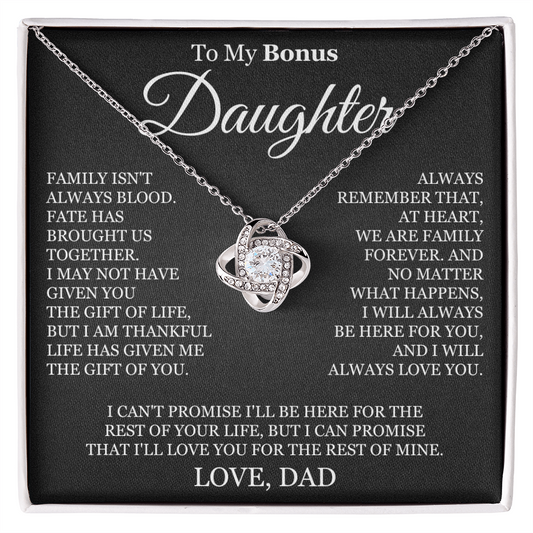 To My Bonus Daughter - Love Knot Necklace