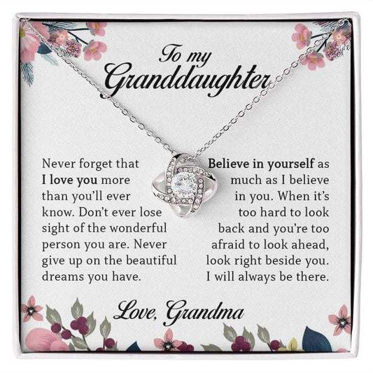 To My Granddaughter, Love Knot Necklace