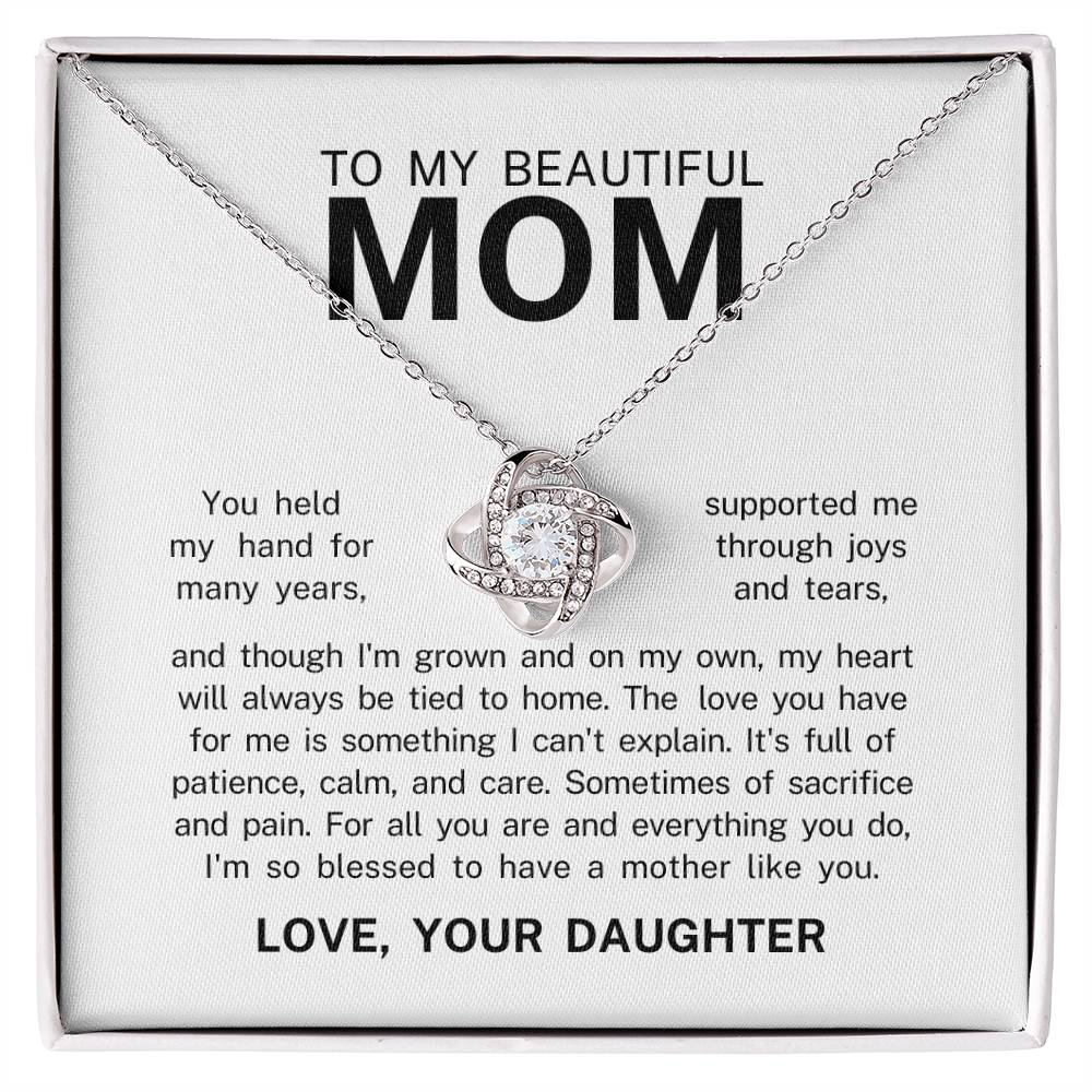 To My Beautiful Mom, Love Knot Necklace