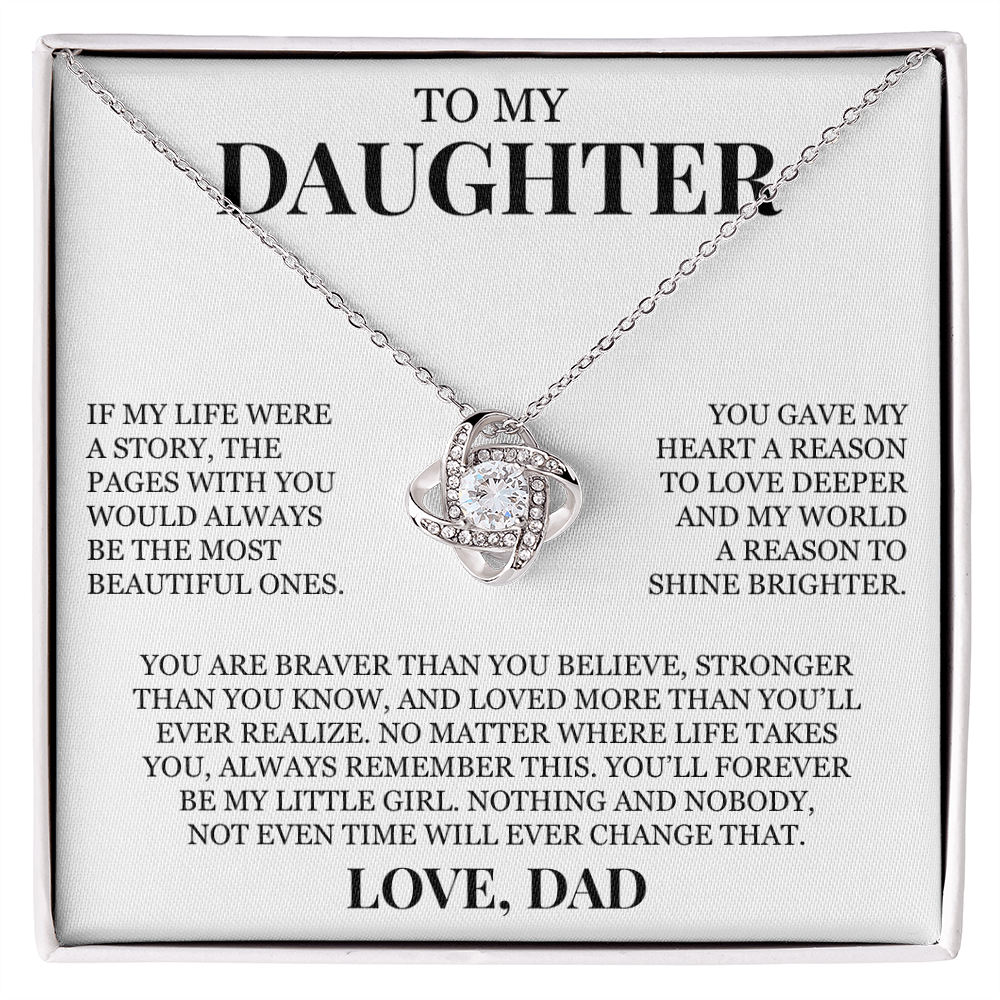 To My Daughter "Forever My Little Girl" Love Knot Necklace