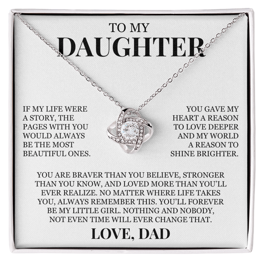 To My Daughter "Forever My Little Girl" Love Knot Necklace