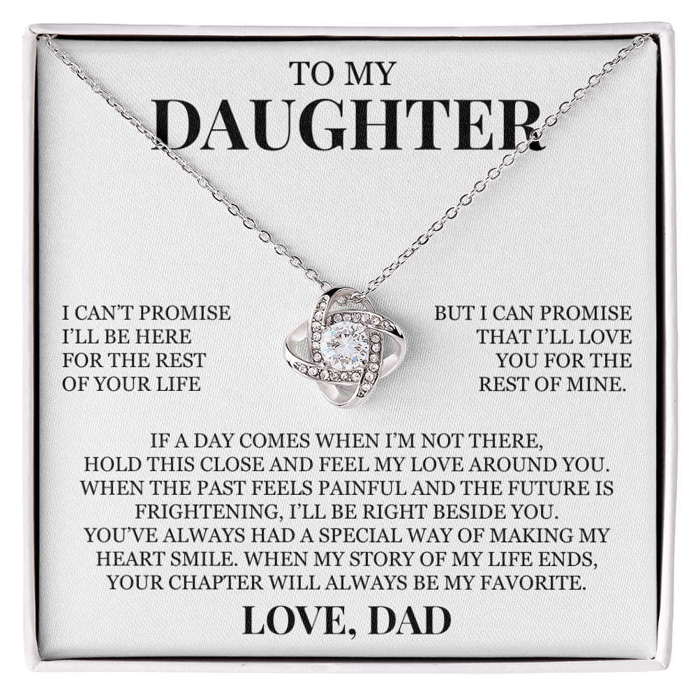 To My Daughter "Hold This Close and Feel My Love" Love Knot Necklace