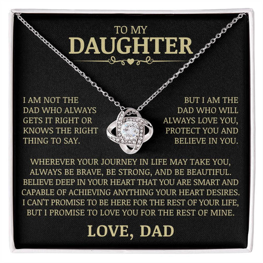 To My Daughter "Always Love You, Protect You, and Believe In You" Love Knot Necklace