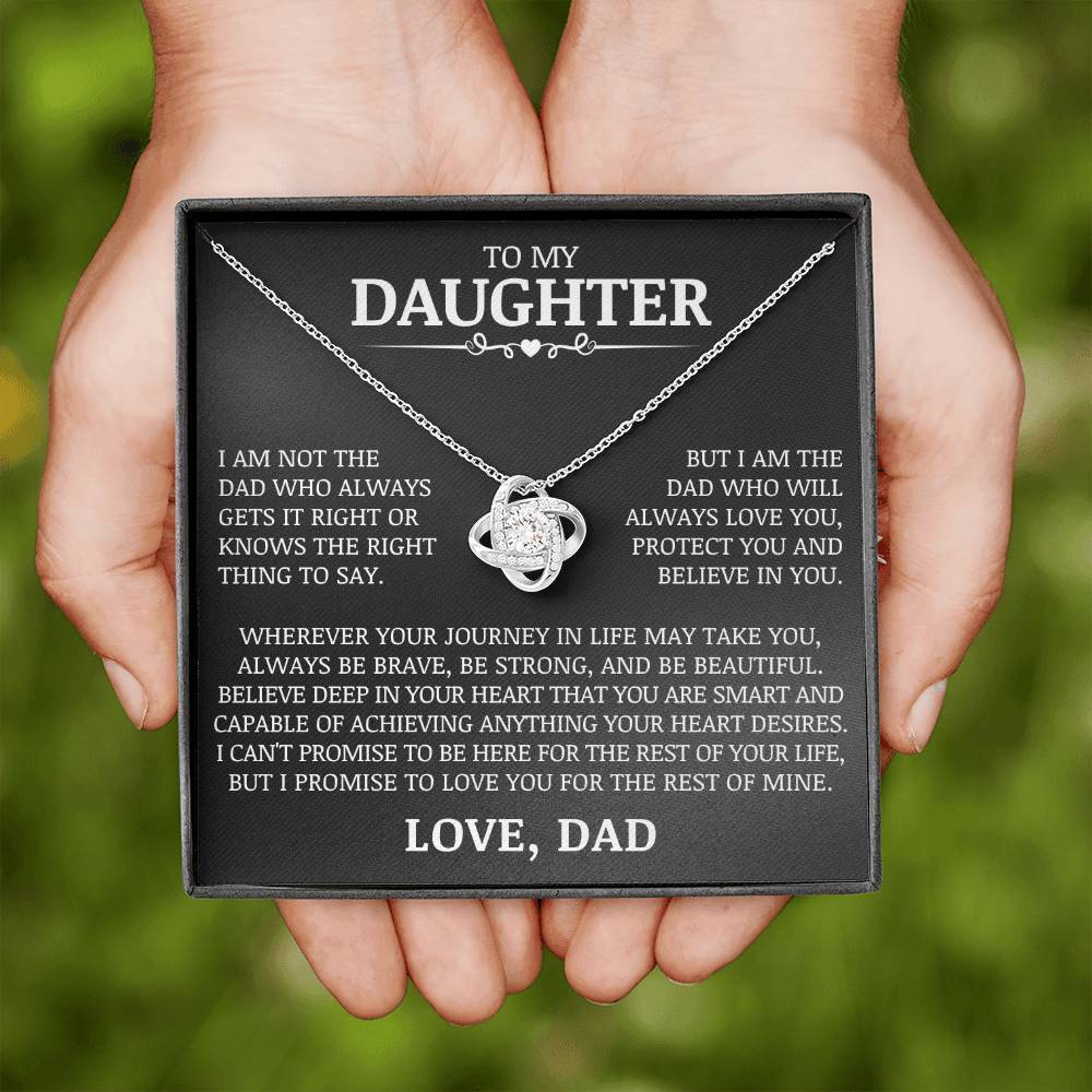 To My Daughter "Love You, Protect You and Believe In You" Love Knot Necklace
