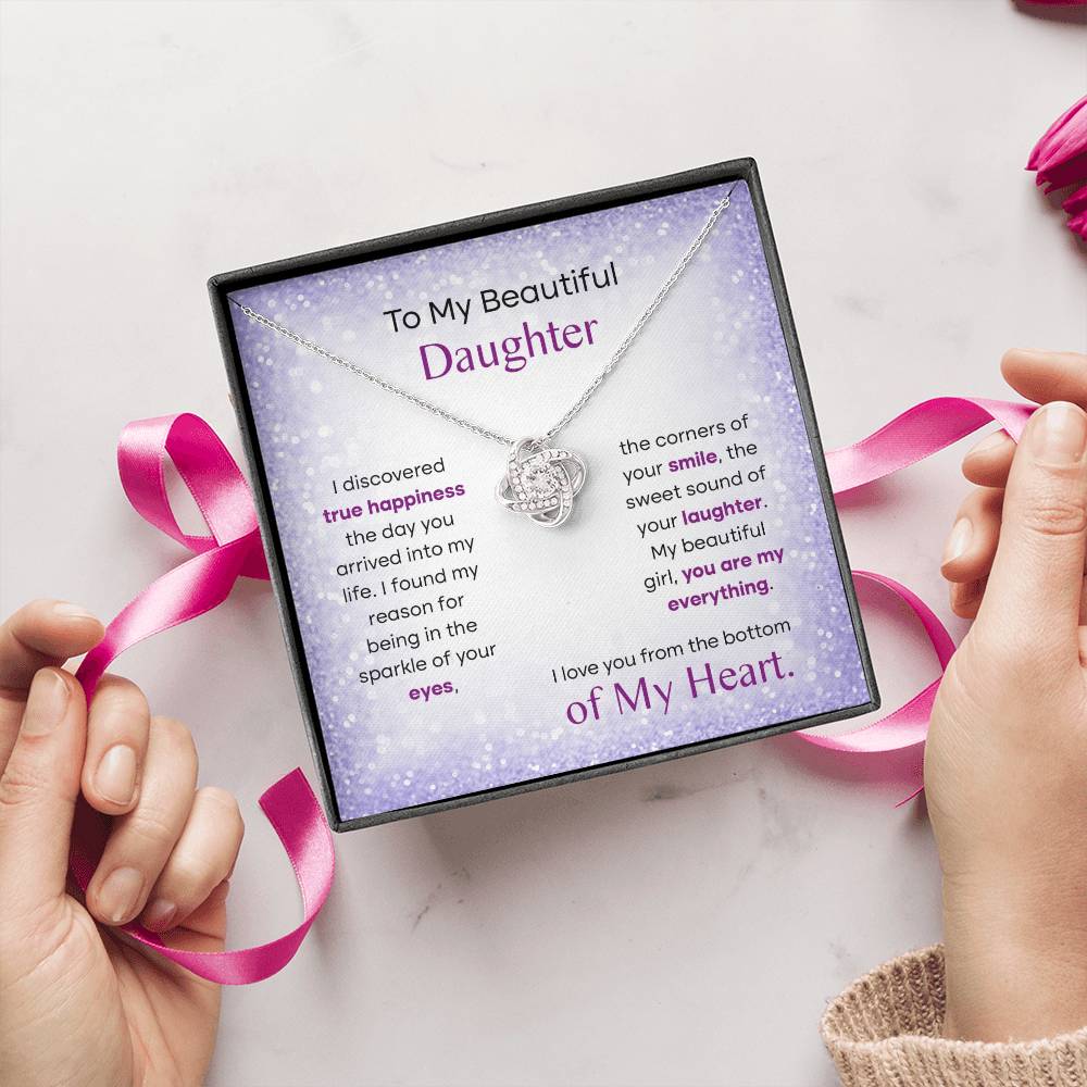 To My Beautiful Daughter, Love Knot Necklace, Gift From Mom