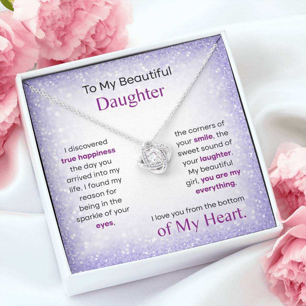 To My Beautiful Daughter, Love Knot Necklace, Gift From Mom