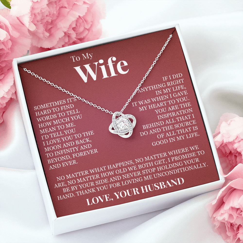 Love Knot Necklace - To My Wife "I Love You To The Moon and Back"