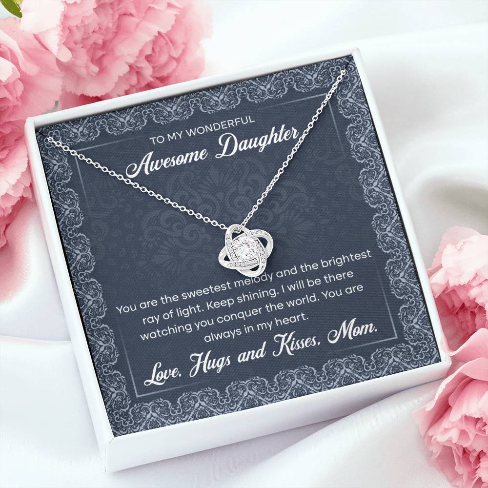 To My Wonderful Awesome Daughter, Love Knot Necklace