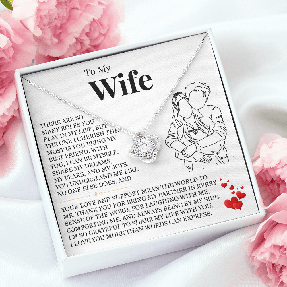 Love Knot Necklace - To My Wife "I Love You More Than Words Can Express"