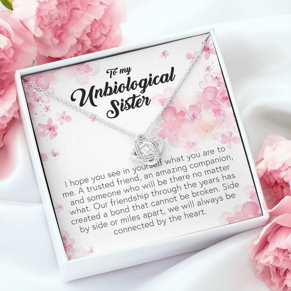 To My Unbiological Sister, Love Knot Necklace