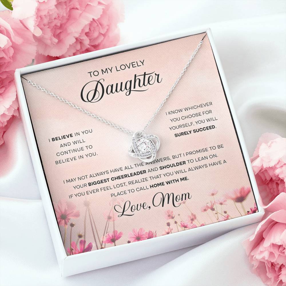To My Lovely Daughter, Love Knot Necklace