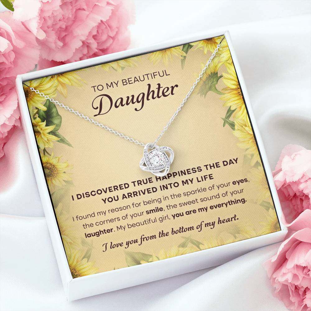 To My Beautiful Daughter, Love Knot Necklace, Gift From Mom