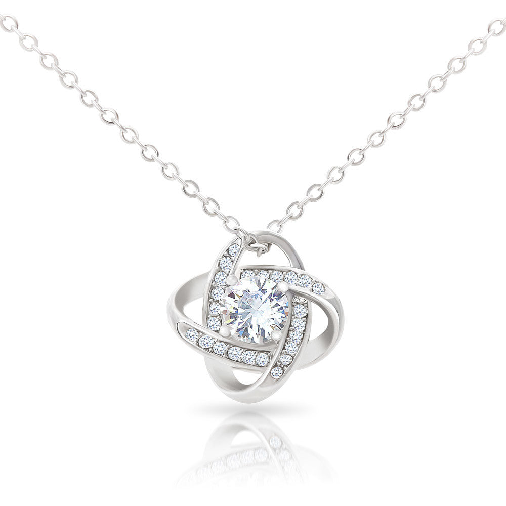 To My Beautiful Daughter "I Will Forever Be Here For You" Love Knot Necklace